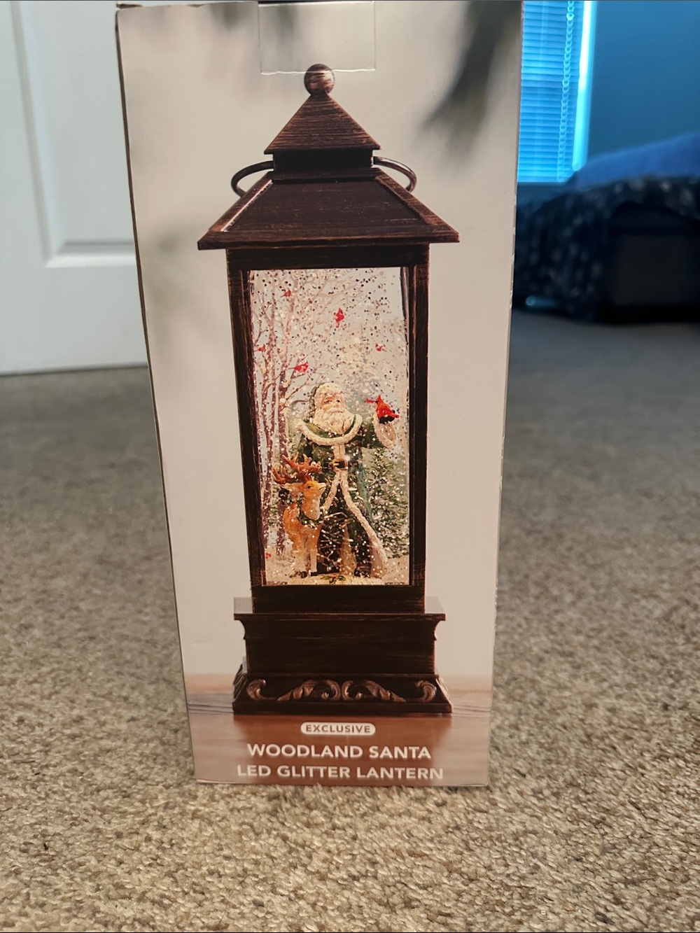 Woodland Santa LED Glitter Lantern - Brown